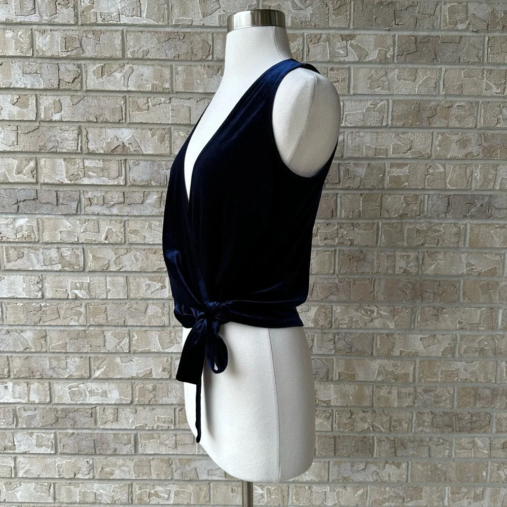 Aqua V Neck Velvet Top Blouse Size S 🌸 - Picture 2 of 7